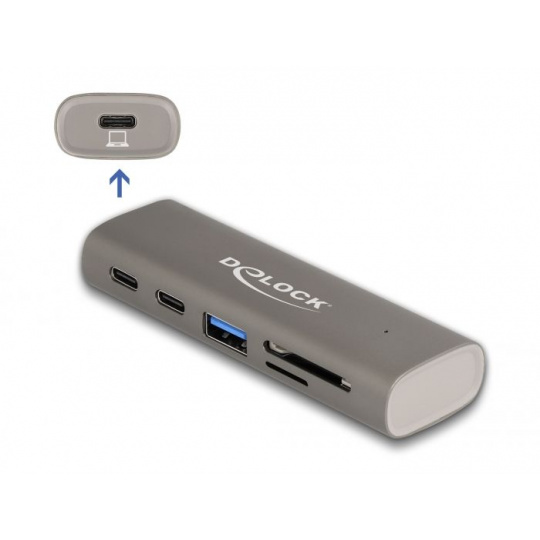 Delock 3 portový rozbočovač USB 10 Gbps včetně čtečky karet SD a Micro SD s konektorem rozhraní USB Type-C™