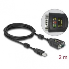 Delock Adaptér z USB 2.0 Typu-A na RS-232 D-Sub, 9 pin, 2,5 kV, s galvanickou izolací, 2m