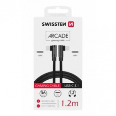 SWISSTEN TEXTILNÍ DATOVÝ KABEL ARCADE USB-C / USB-C 1,2 M ČERNÝ