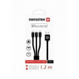 SWISSTEN DATOVÝ KABEL TEXTILE 3in1 MFi 1,2 M ČERNÝ