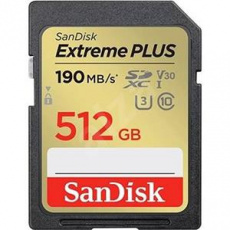 SanDisk SDXC karta 512GB Extreme PLUS (R 190 MB/s W130 MB/s Class 10, UHS-I U3 V30)